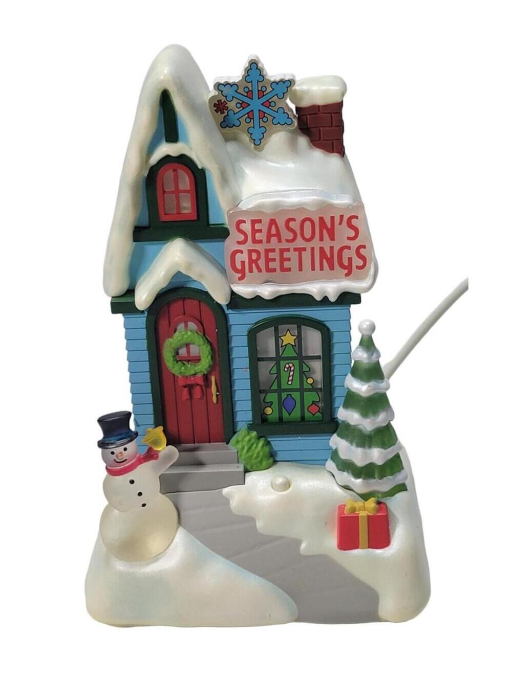 Hallmark Ornament Tested 2009 Caroling Cottages Season’s Greetings music lights